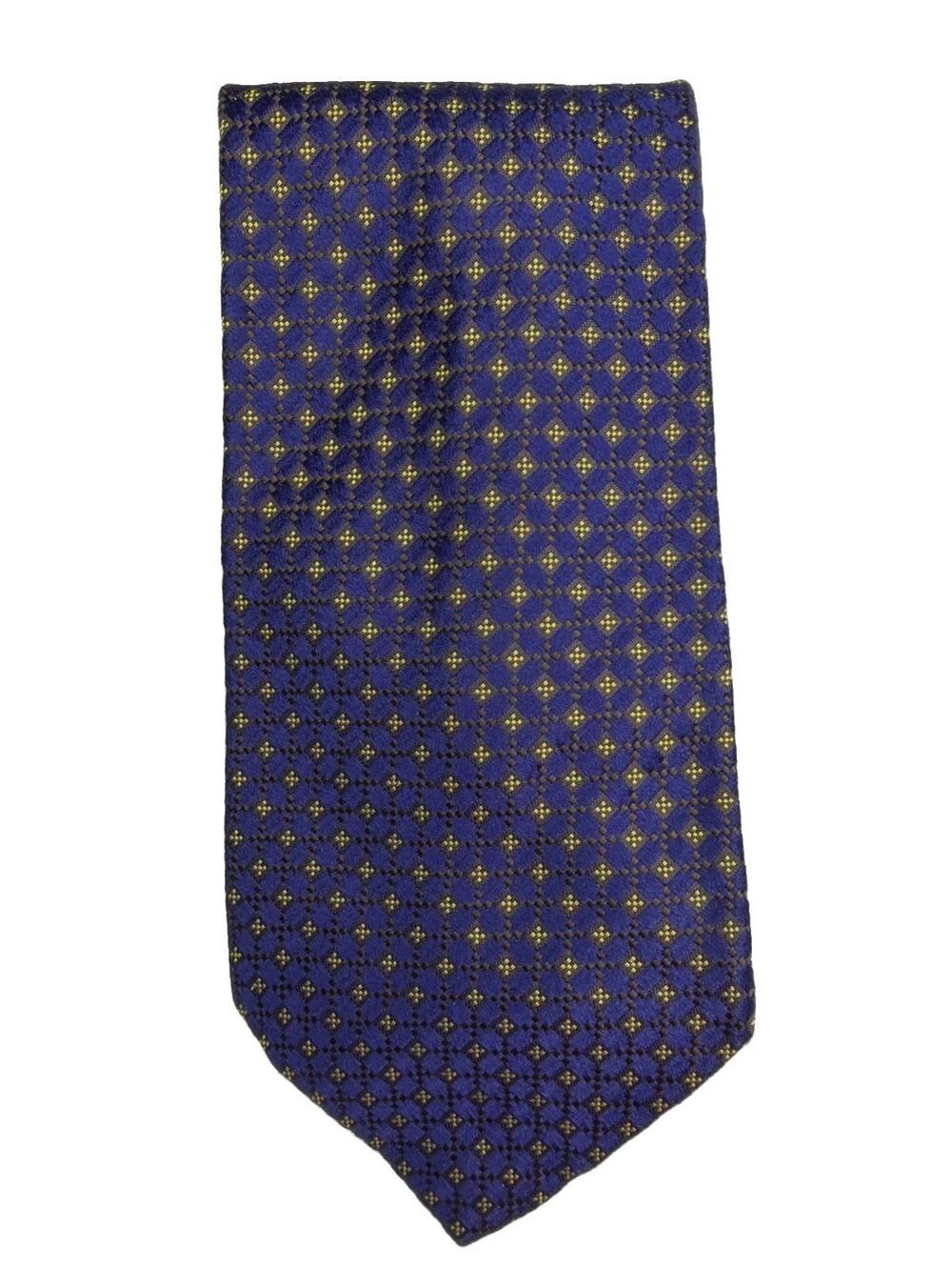 Kilgore Trout Italy Men's Tie Blue Gold Floral Silk Vintage Necktie